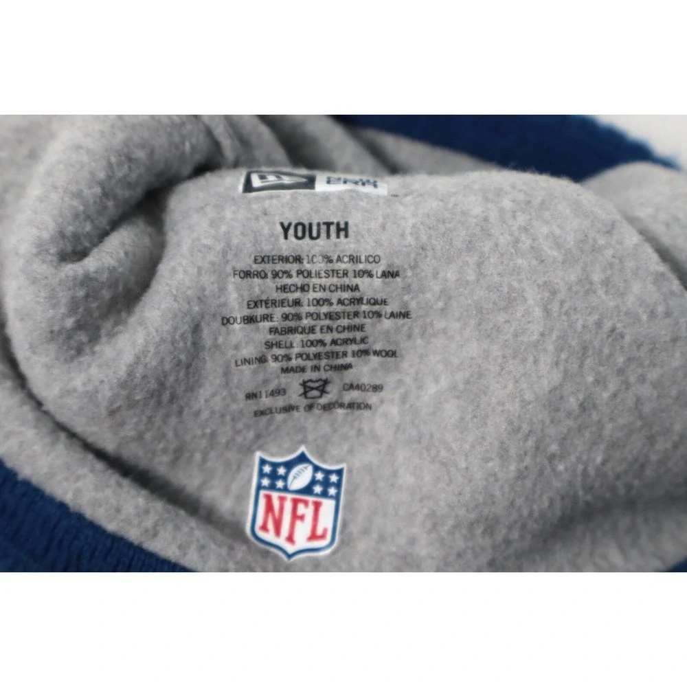 Indianapolis Colts Winter Youth Beanie NFL Extra Warm Blue‎ Wool Blend Pom